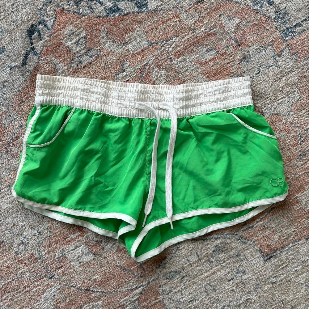 Ocean Pacific OP Green White Y2K Dolphin Athletic Shorts Women Medium M